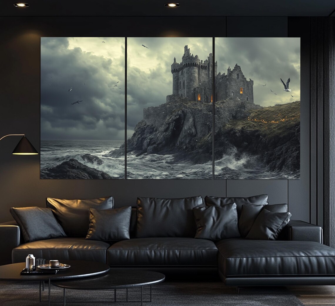 Ancient Irish Castle Vintage Oil Painting Art Print - Image 3