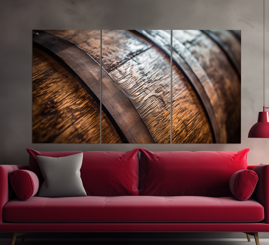 Wooden Wine Barrel Close Up Rustic Oak Texture Photography Print - Image 3