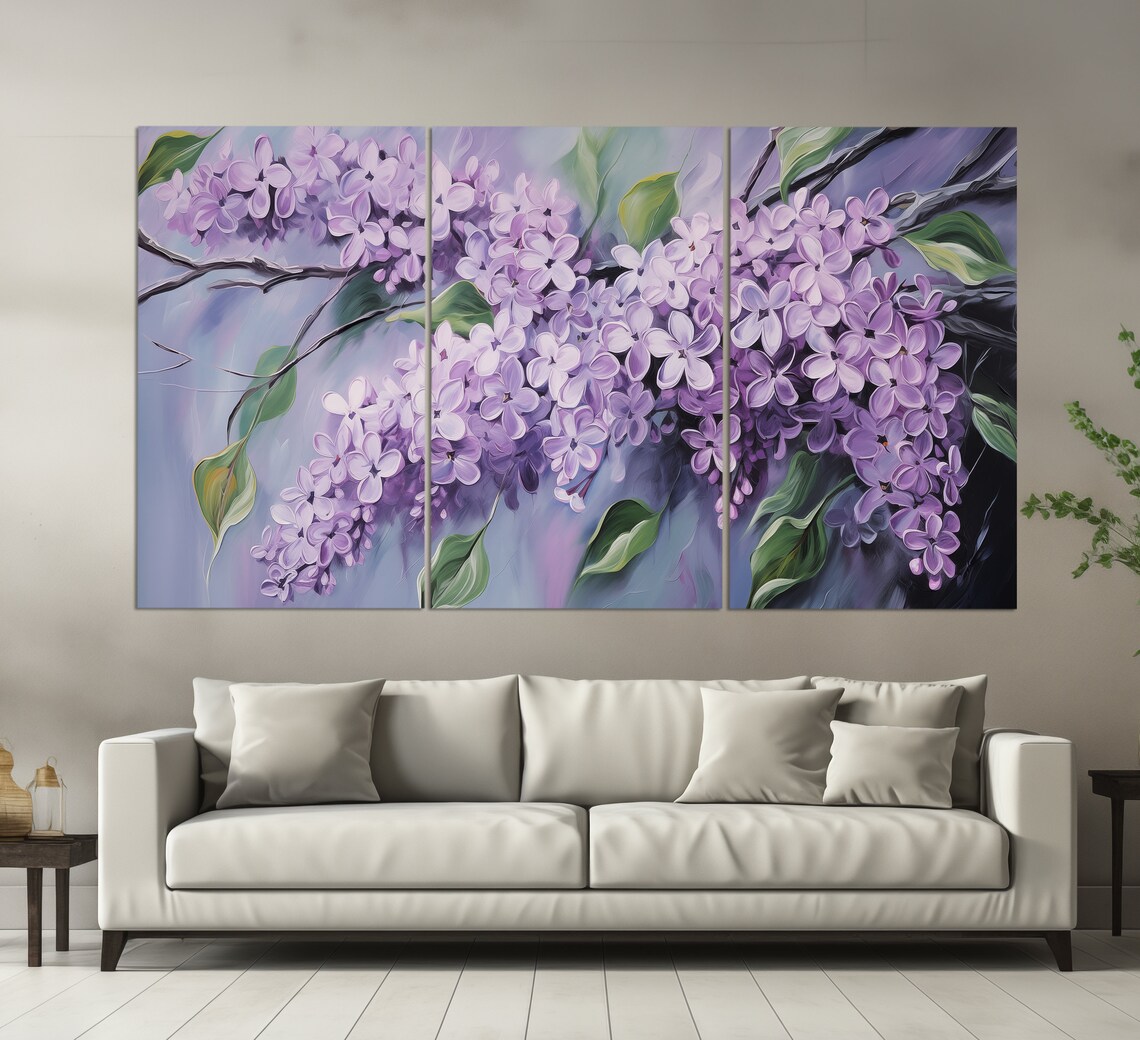 Lilac Flowers Abstract Floral Wall Art Print