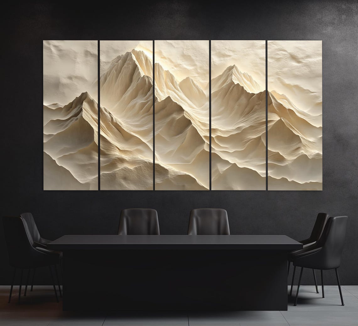 Soft Tones Abstract Mountain Relief Print Neutral Tones Wall Art Modern Bedroom Wall Decor Gentle Tones Painting Abstract Print - Image 5