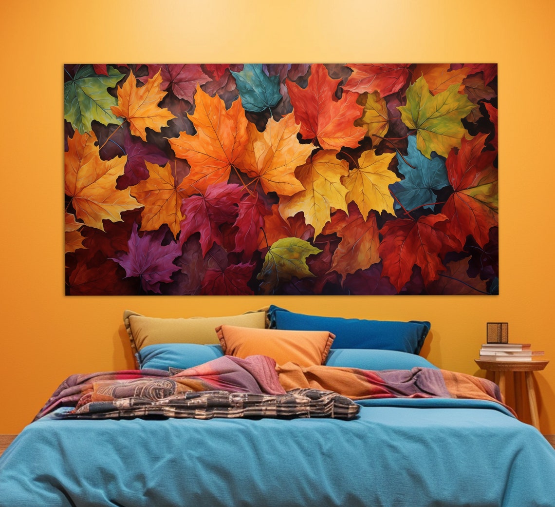 Colorful Autumn Maple Leaves Vivid Fall Foliage Close Up Art Poster