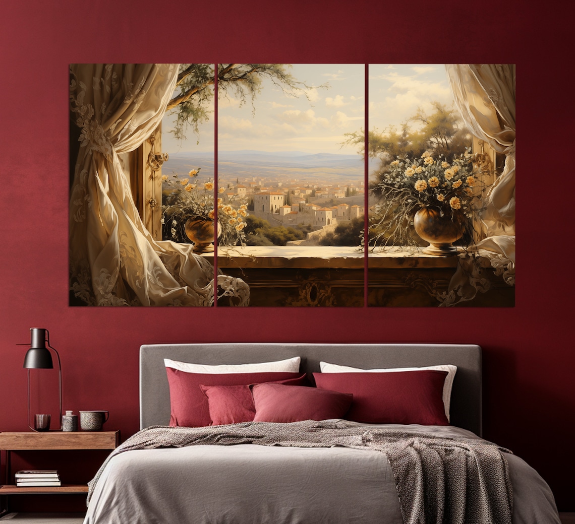 Vintage Italian Village View From Window Art Print - Image 3