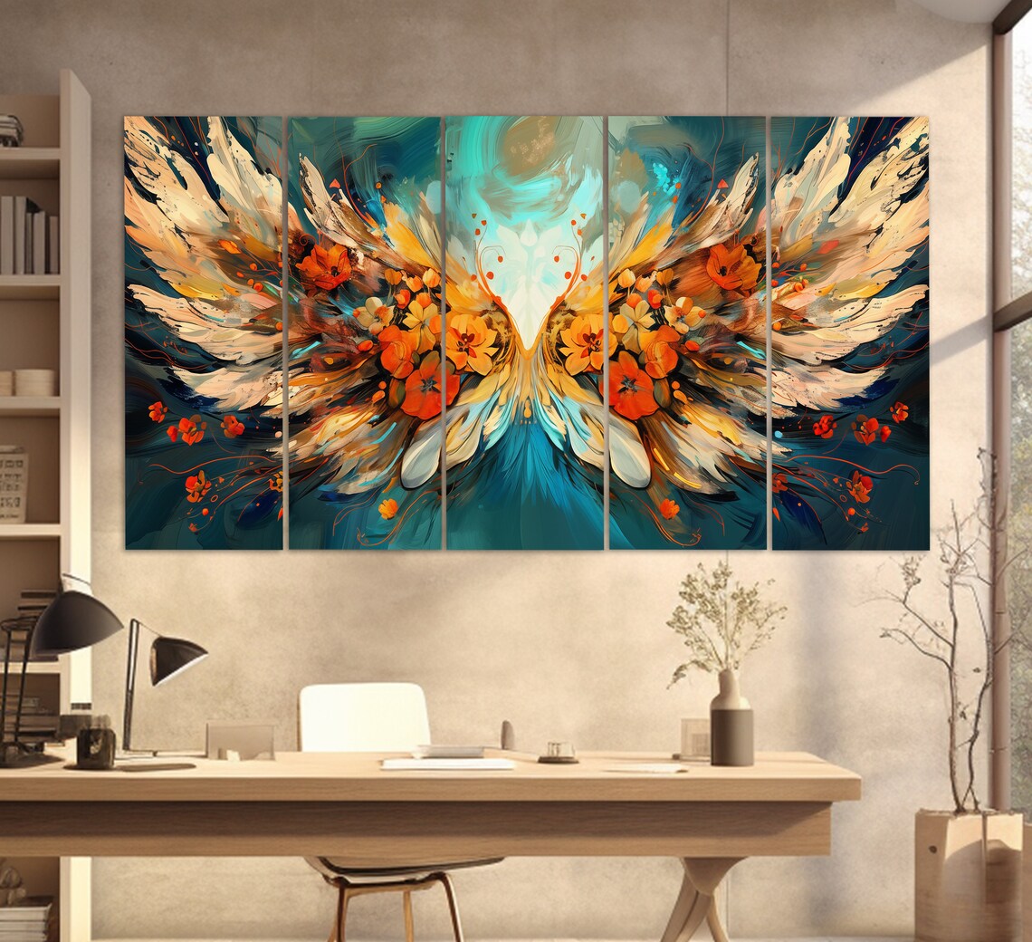 Abstract Angel Wings, Oil Painting Style Art Print - Image 5
