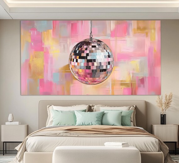 Disco Ball Pink Abstract Background Party Night Club Glam Wall Poster