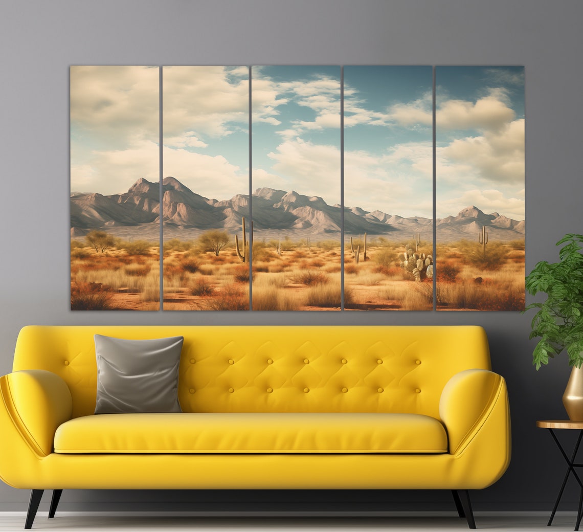 Arizona Desert Print In A Neutral Oil Painting Colors Saguaro In Arizona Wall Art Neutral Colors Painting Arizona Art - Image 5