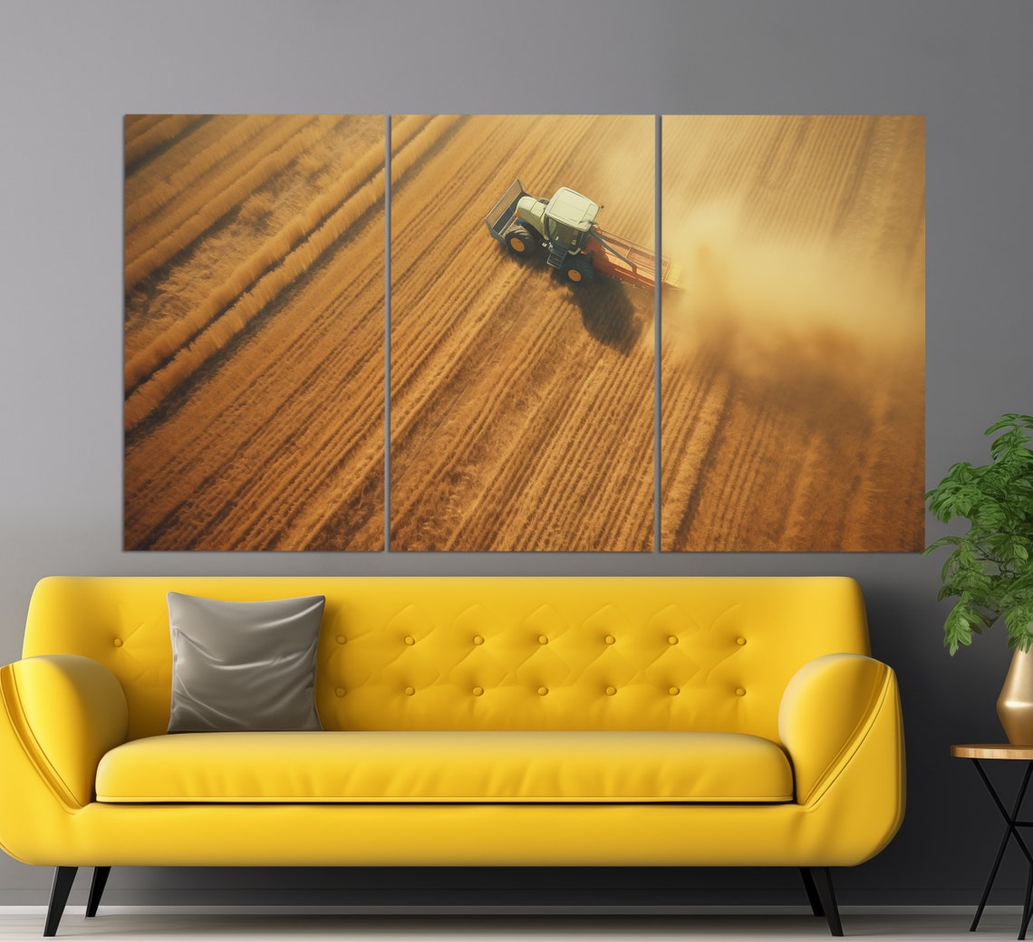 Golden Wheat Field Harvester Aerial Rustic Harvest Farm Poster - Image 2