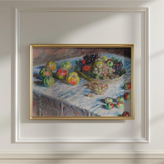 Claude Monet Apples And Grapes Vintage Art Print Antique Still Life Painting