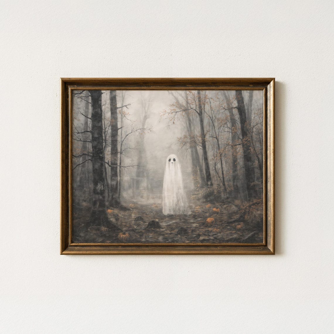 In Fog Vintage Halloween Art Print Spooky Forest