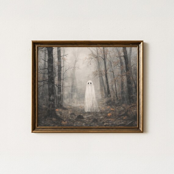 In Fog Vintage Halloween Art Print Spooky Forest
