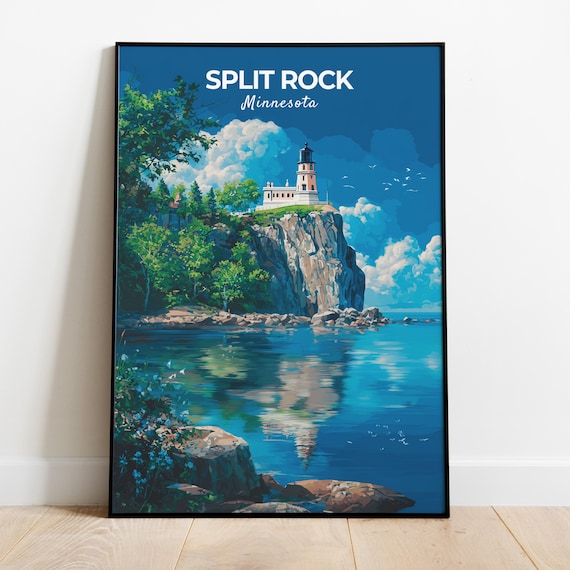 Split Rock Minnesota Lighthouse Lake Superior Cliff Travel Poster