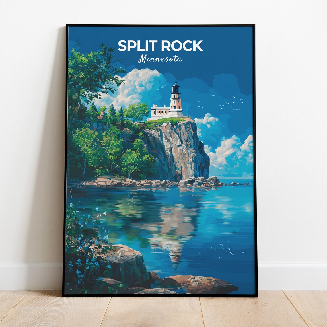 Split Rock Minnesota Lighthouse Lake Superior Cliff Travel Poster