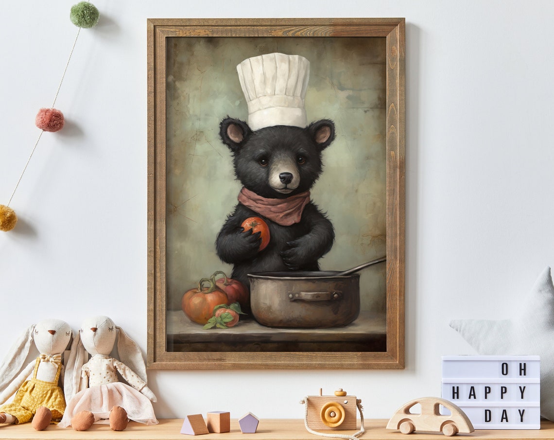 Bear Nursery Wall Art Black Bear Art Print Funny Bear Wall Art Nursery Forest Animal Decor Kids Room Decor Artwork
