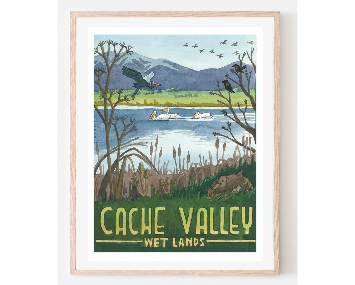 Cache Valley Wetlands Vintage Travel Poster