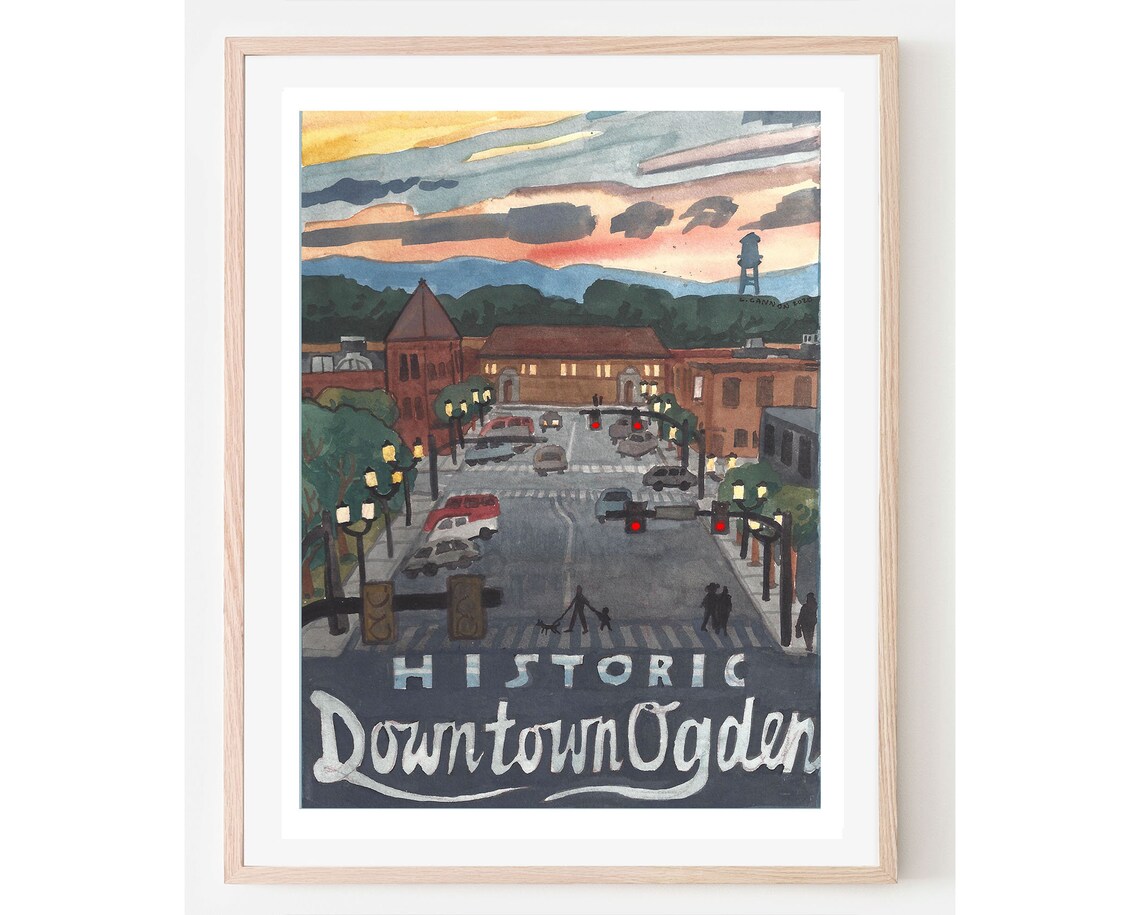 Ogden Historic Downtown Travel Poster 25th Street Utah Wall Dcor Art