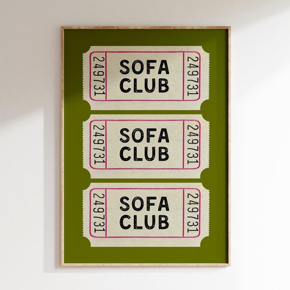 Sofa Club Ticket Stub Art Vintage Ticket Poster Living Room Prints Trendy Wall Art Custom Colour