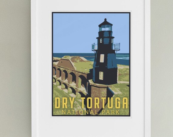 Dry Tortuga National Park Lighthouse Fort Vintage Style Poster