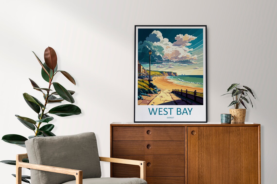 West Bay Dorset England Beach Promenade Cliffs Travel Poster - Image 2