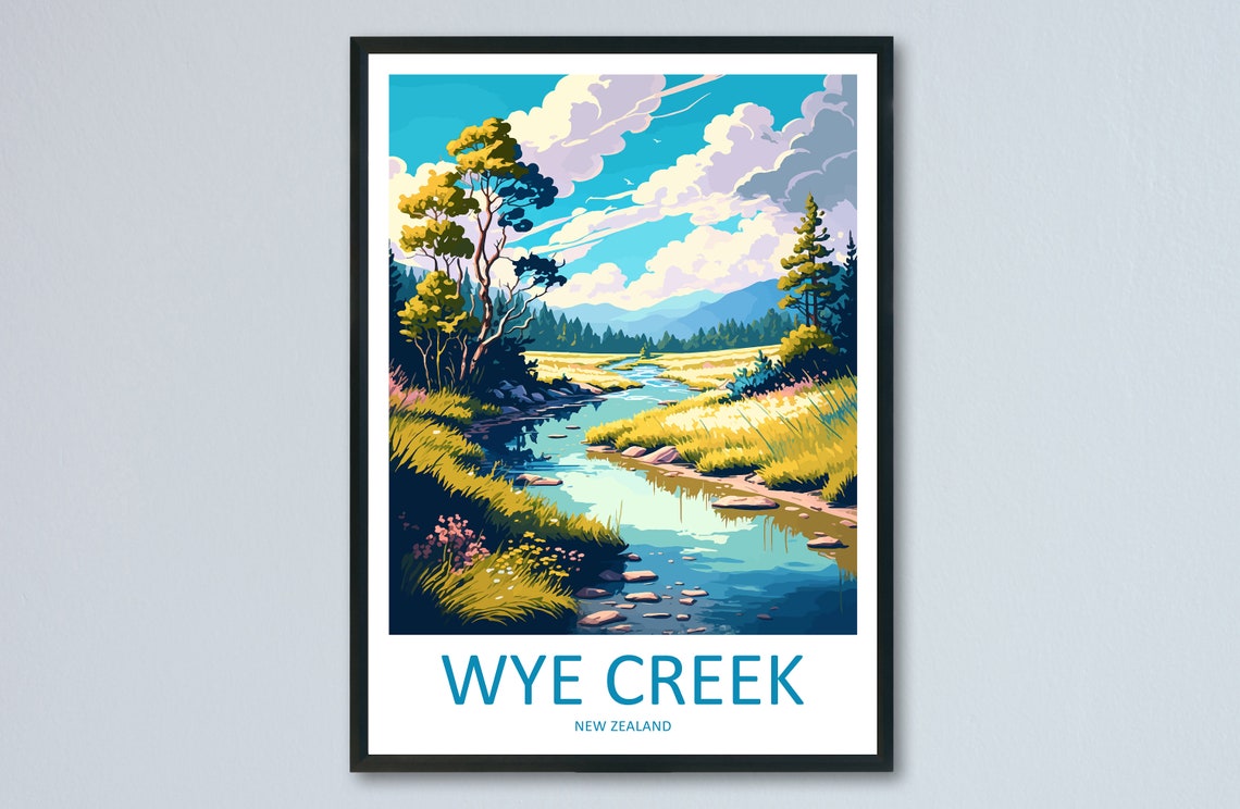 Wye Creek New Zealand Alpine Stream Through Golden Meadow Poster
