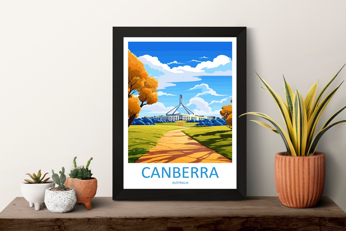 Canberra Parliament House Manicured Lawn Australia Travel Poster - Image 3