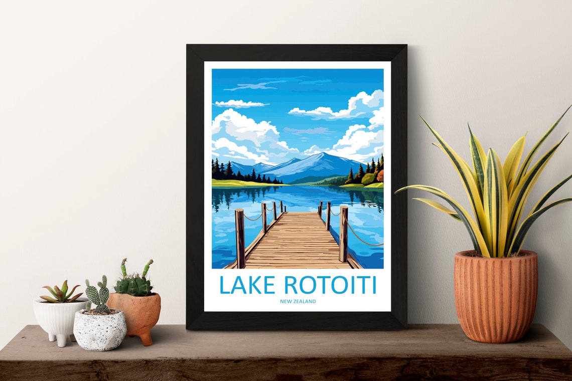 Lake Rotoiti Travel Print Wall Art Lake Rotoiti Wall Hanging Home Dcor Lake Rotoiti Gift Art Lovers New Zealand Art Lover Gift Print - Image 3