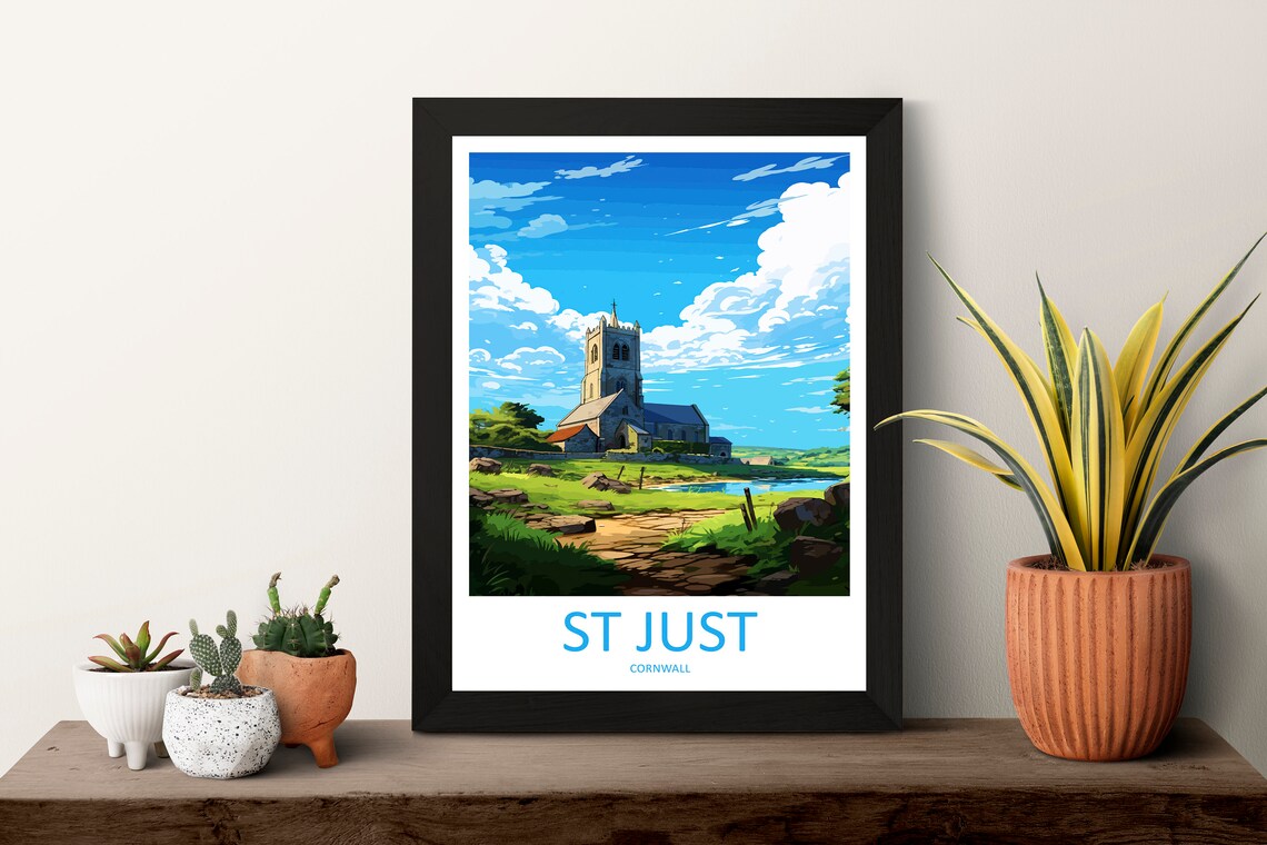 St Just Cornwall Church Travel Poster Village Landmark Scene - Image 3