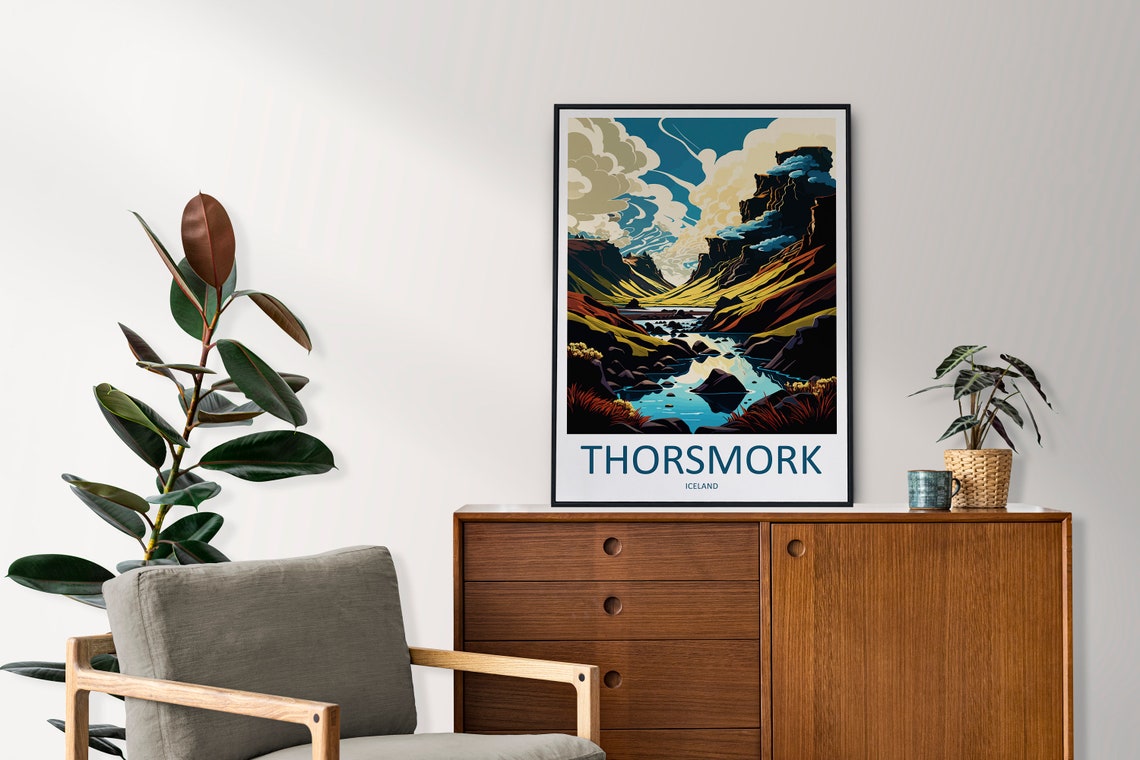 Thorsmork Iceland Glacier Valley Minimal Landscape Travel Poster - Image 2