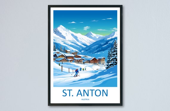 St Anton Travel Print Wall Art St Anton Wall Hanging Home Dcor St Anton Gift Art Lovers Ski Art Lover Gift St Anton Print Skiing Print