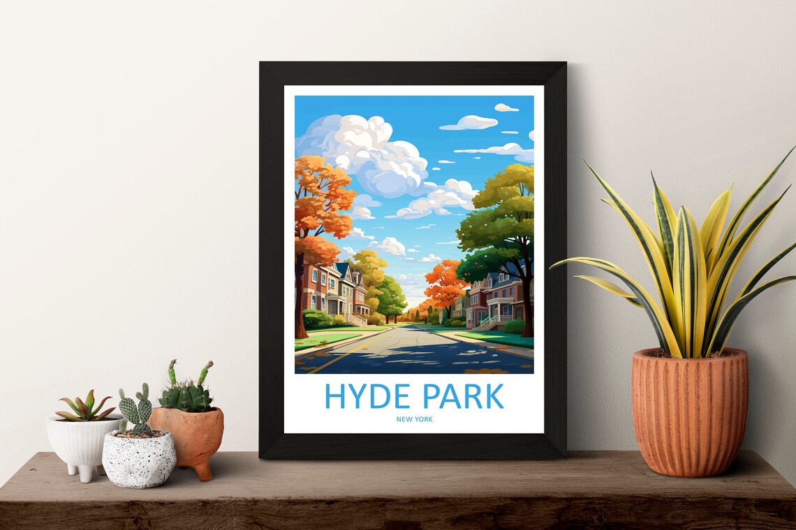 Hyde Park New York Autumn Suburban Street in Fall Colors Poster - Image 3