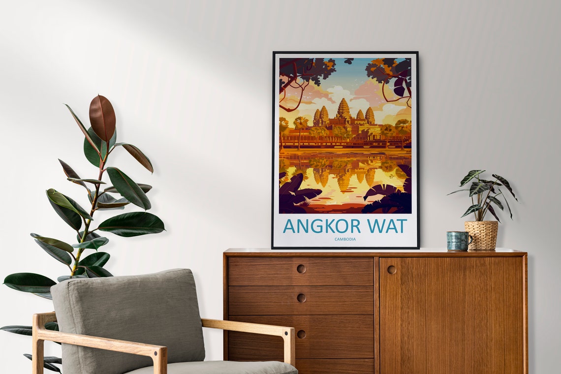 Angkor Wat Cambodia Sunrise Poster with Temple Reflection in Moat - Image 2