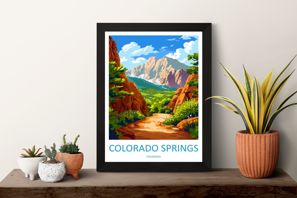 Colorado Springs Red Rock Canyon Trail Scenic Mountain Travel Poster - Image 3
