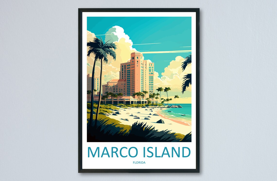 Marco Island Florida Beach Resort Palms Gulf Coast Travel Poster