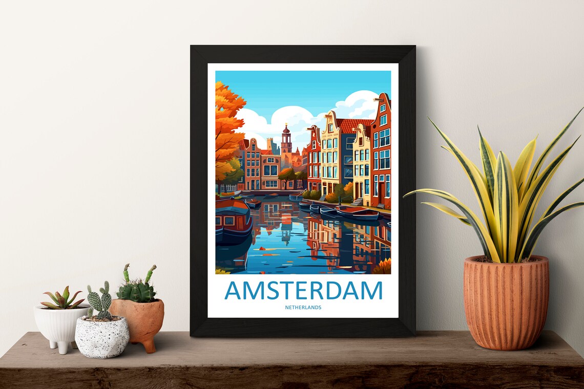 Amsterdam Travel Print Home Decor Wall Art Print - Image 3
