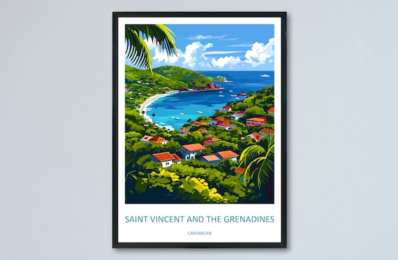 Saint Vincent and the Grenadines Caribbean Bay Scenic Travel Poster