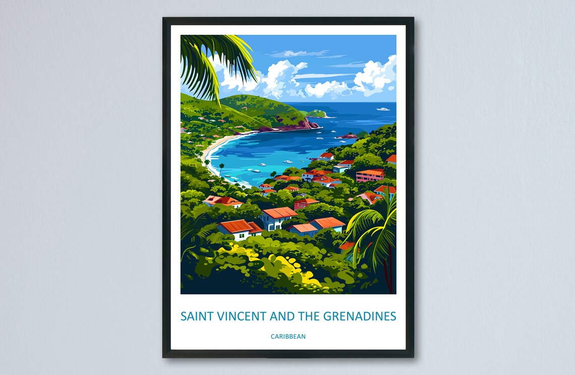 Saint Vincent and the Grenadines Lush Caribbean Bay View Poster