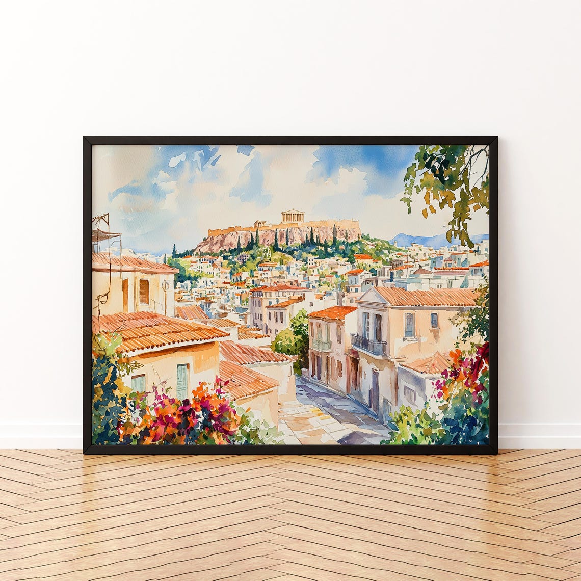Athens Watercolor Poster Wall Art Hanging Home Dcor Gift Lovers Greece