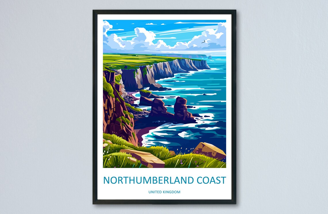 Northumberland Coast United Kingdom Sea Cliffs And Rock Stacks Poster