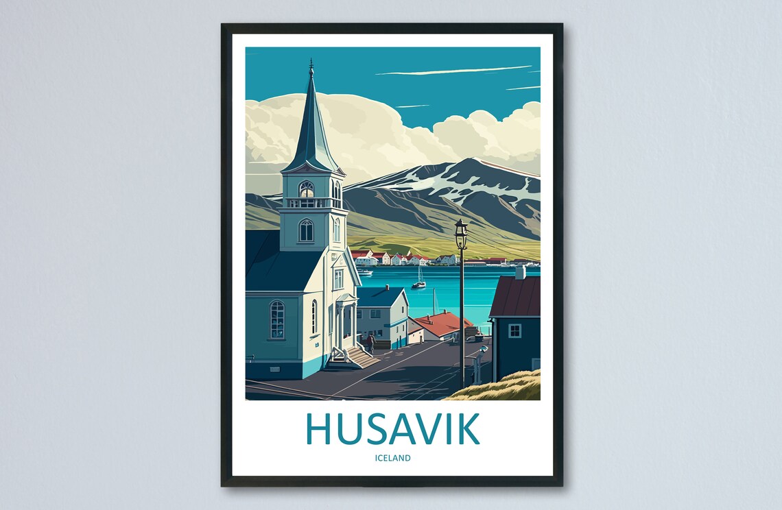 Husavik Travel Poster, Iceland Place Print