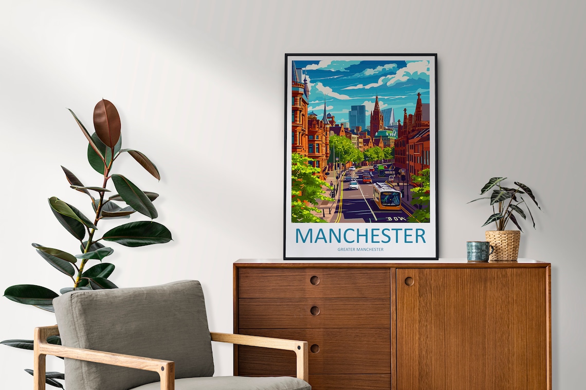 Manchester Travel Print, England Travel Poster - Image 2
