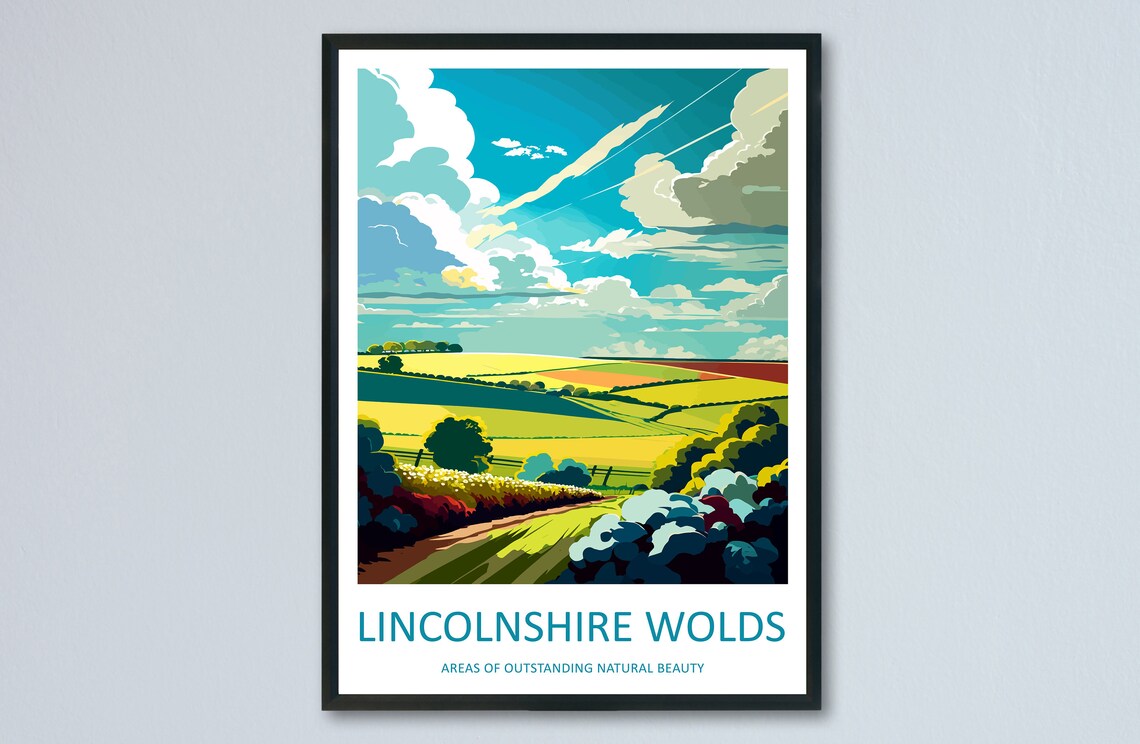 Lincolnshire Wolds Travel Poster, Travel Art Print