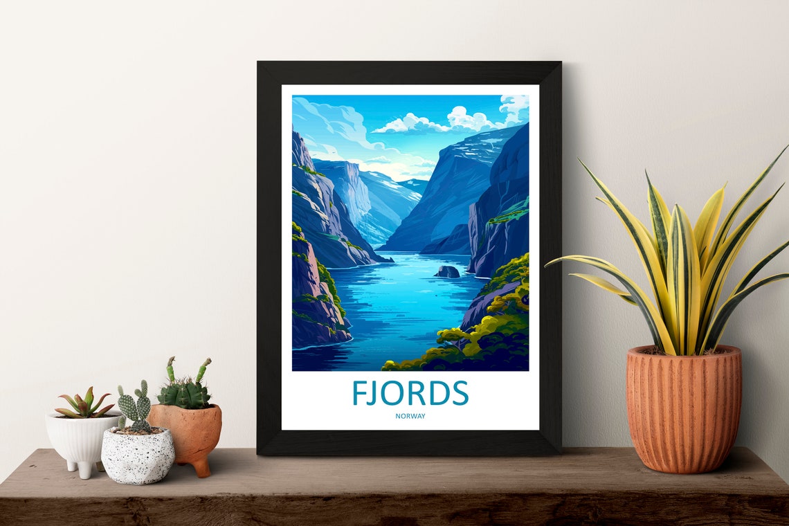 The Fjords Travel Print The Fjords Norway Home Dcor The Fjords Art Print Norwegian Mountains Room Print For Scandinavian Mountains Gift Art - Image 3