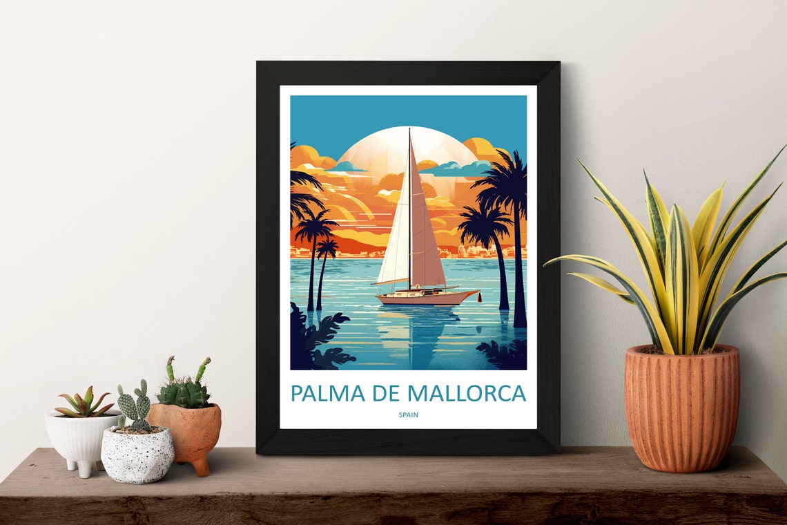 Palma de Mallorca Sailboat at Sunset Over the Mediterranean Poster - Image 3
