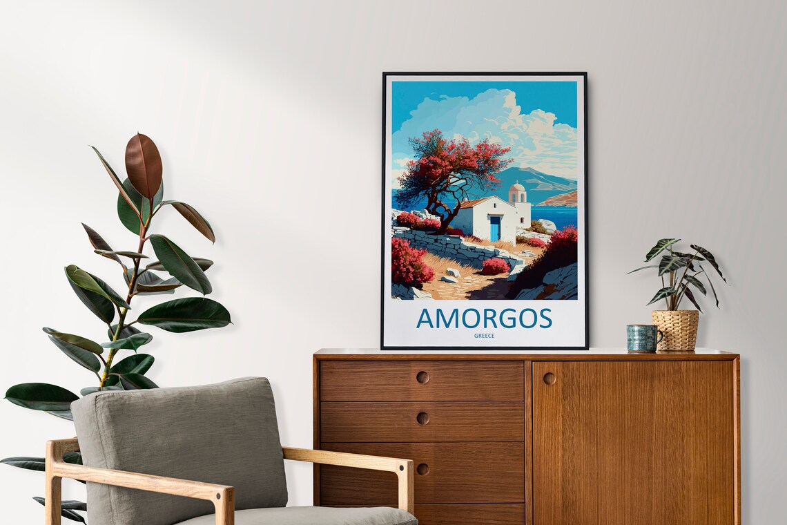 Amorgos Greece Travel Poster, Europe Decor - Image 2