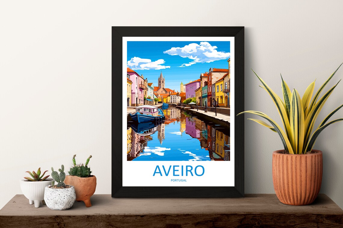 Aveiro Portugal Colorful Canal Houses and Fishing Boats Travel Poster - Image 3