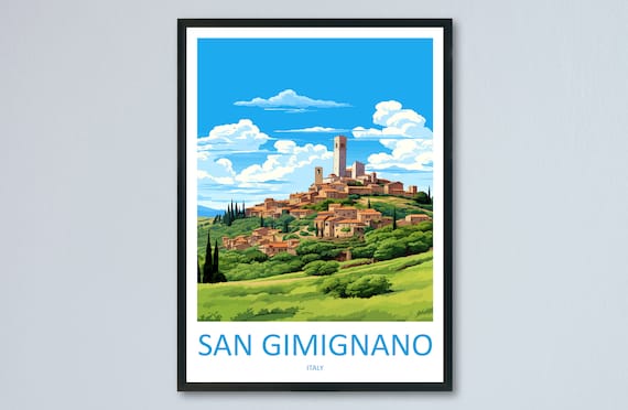 San Gimignano Travel Poster, Italy Wall Art Print