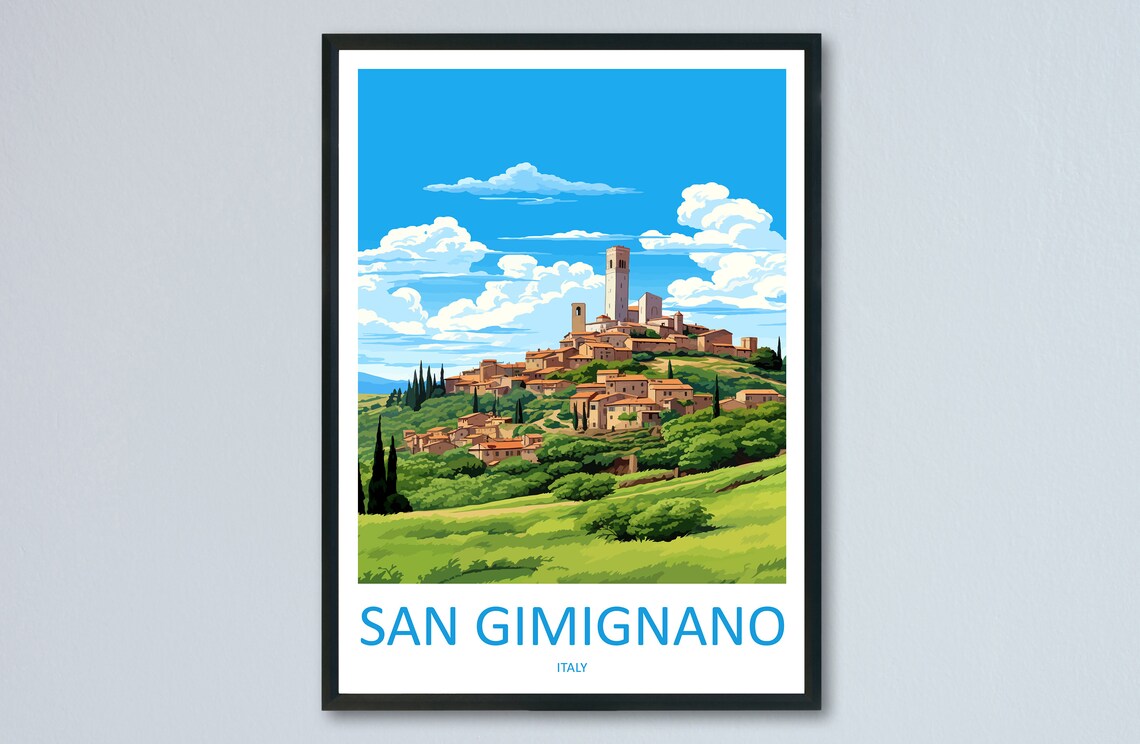 San Gimignano Travel Poster, Italy Wall Art Print