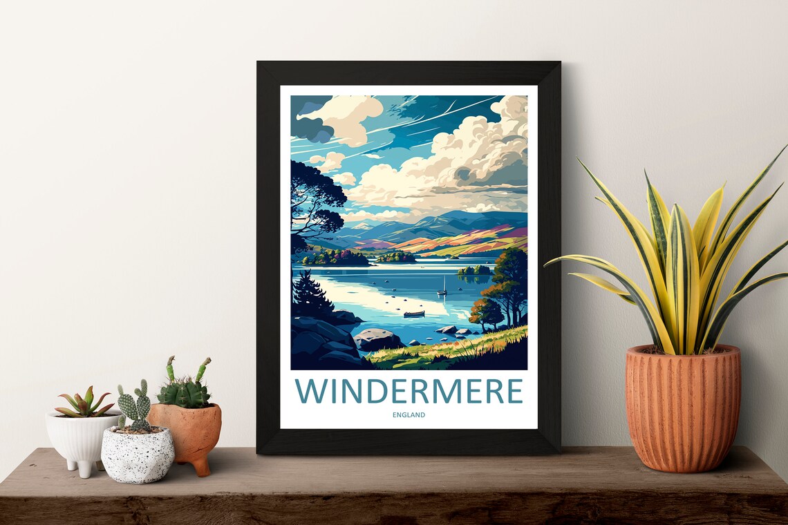 Windermere Travel Poster, England Wall Art - Image 3