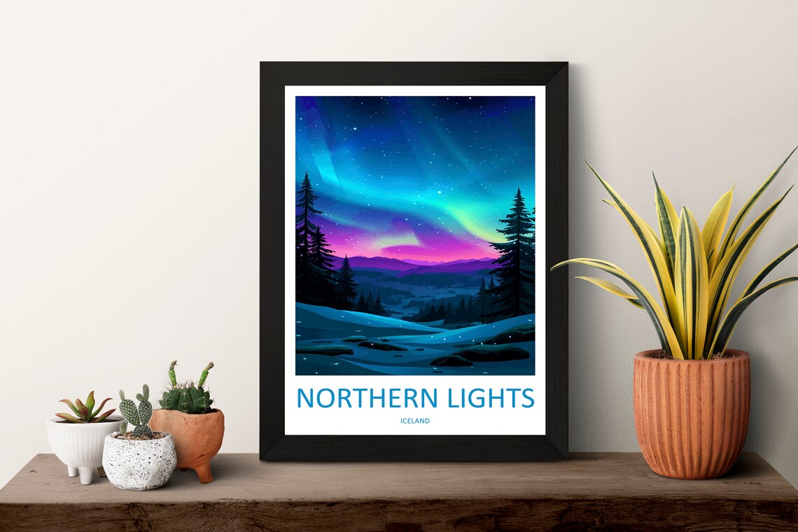 Northern Lights Travel Poster, Aurora Borealis - Image 3