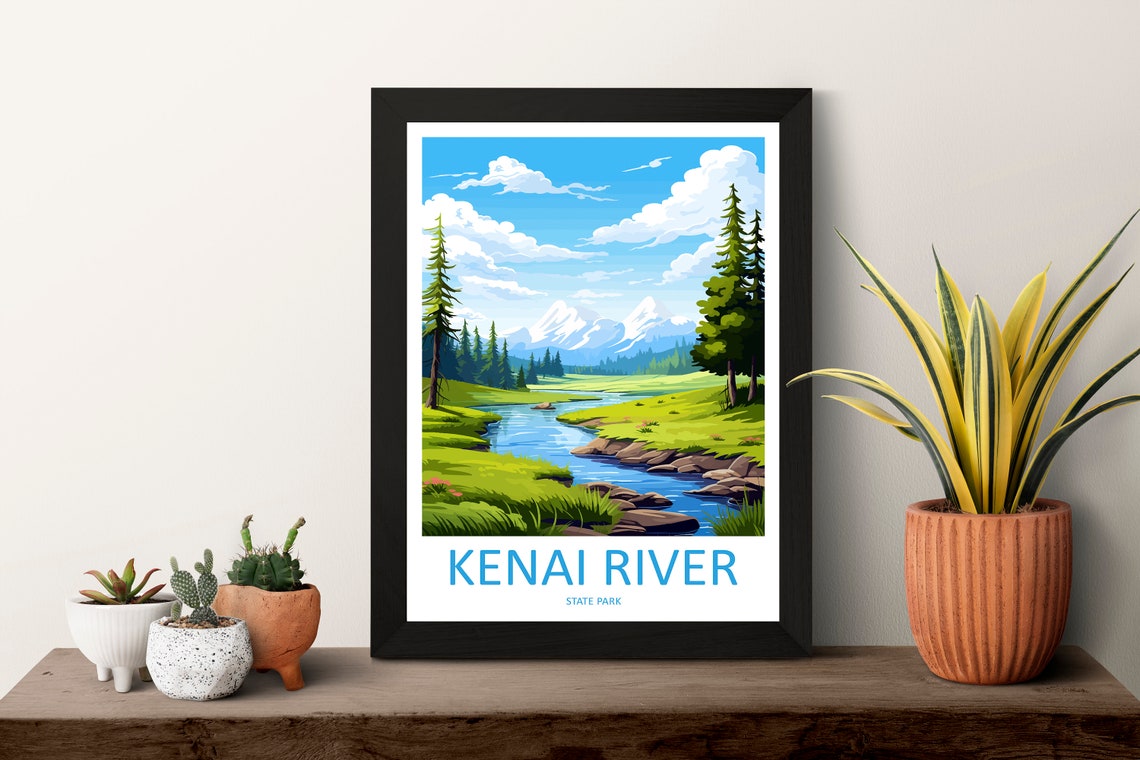 Kenai River State Park Wild Spruce Forest Stream View Poster - Image 3