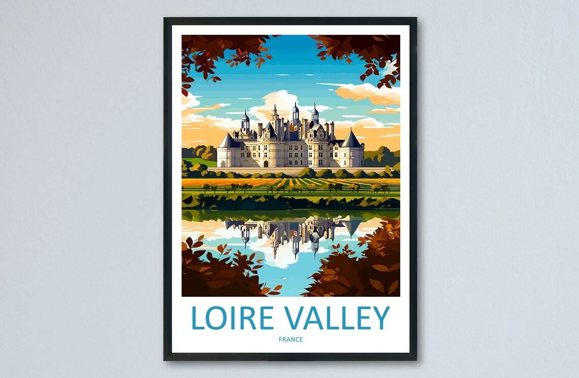 Loire Valley France Chateau Reflection Autumn Foliage Castle Poster