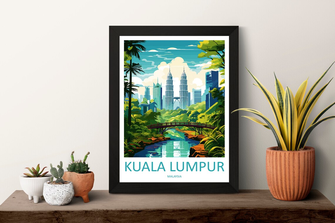 Kuala Lumpur Travel Poster, Malaysia Illustration - Image 3